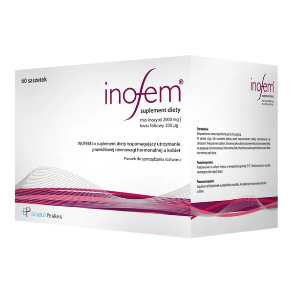 Порошок в саше Establo Inofem, мио-инозитол и фолиевая кислота, для женщин, 60 шт