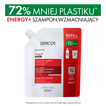 Vichy Dercos Energy+, szampon wzmacniający, opakowanie uzupełniające, 400 ml