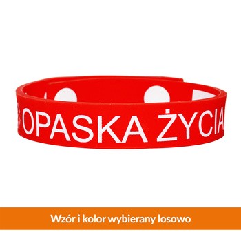 Opaska życia, silikonowa z regulacją zapięcia i miejscem na wpis, 1 szt.