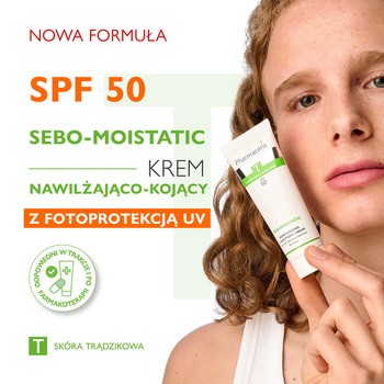 Pharmaceris T Sebo-Moistatic, krem nawilżająco-kojący do twarzy, SPF 50, 50 ml