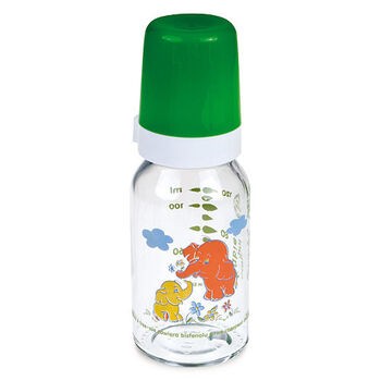Canpol, szklana butelka dekorowana, smoczek silikonowy, wąskootworowa, 3 m+, 120 ml 