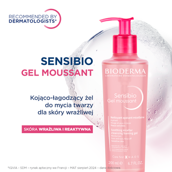Bioderma Sensibio Gel, łagodzący żel micelarny do oczyszczania twarzy o nawilżającym działaniu, 500 ml