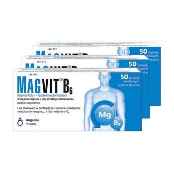 Zestaw 3x Magvit B6, tabletki dojelitowe, 50 szt.
