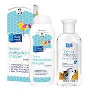 Zestaw Skarb Matki, Emulinka emulsja olejowa do kąpieli, 250 ml + oliwka z olejkiem z migdałów, 200 ml https://azcdn.doz.pl/image/d/product/86f7b137-scale-180x180.png