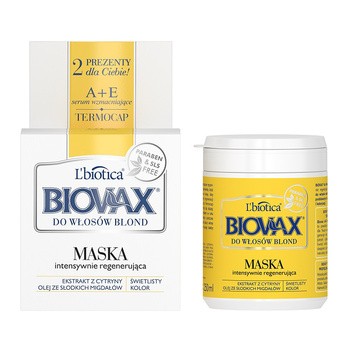Biovax, intensywnie regenerująca maseczka do włosów blond, 250 ml