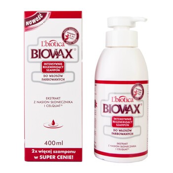 Biovax, intensywnie regenerujący szampon do włosów farbowanych, 400 ml