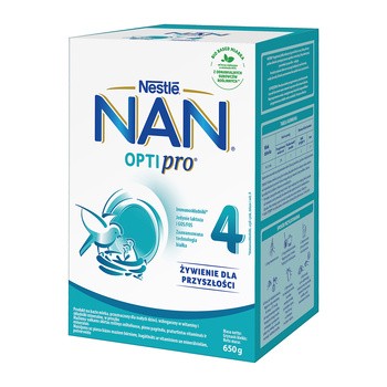Zestaw 4x Mleko Nan Optipro 4, mleko modyfikowane po 2. roku życia, proszek, 650 g