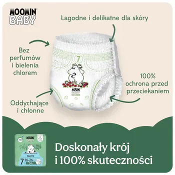 Muumi Baby Pants, pieluchomajtki, 7 (16-26 kg), 34 szt.