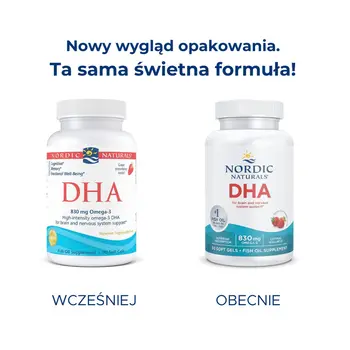 Nordic Naturals, DHA 830 mg, smak truskawkowy, kapsułki, 90 szt.