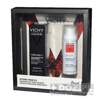 ZESTAW Vichy Homme Mydra Mag C, krem, 50 ml + mini pianka, 50 ml GRATIS