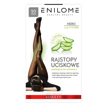 Enilome Healthy Beauty Aloe, rajstopy uciskowe, półmatowe, kolor Nero, rozmiar XL, 20 DEN