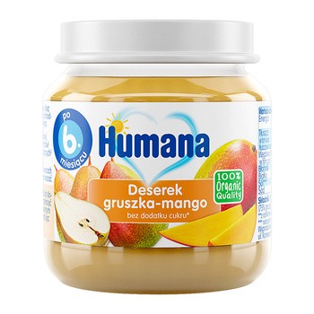 Zestaw 6x Humana 100% Organic Deserek gruszka-mango