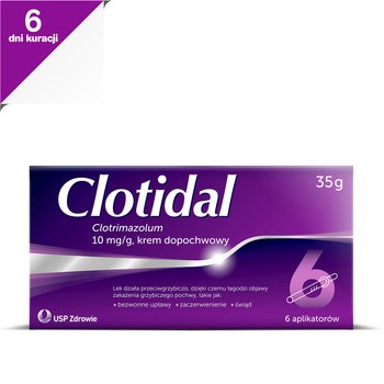 Clotidal, 10 mg/g, krem dopochwowy, 35 g + 6 aplikatorów