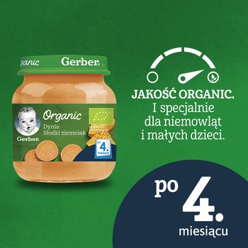 Gerber Organic, przecier dynia słodki ziemniak, 4 m+, 125 g