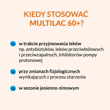 Multilac 60+, kapsułki, synbiotyk (probiotyk + prebiotyk), 20 szt.