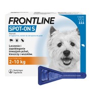 Frontline Spot-on S Pies 2-10 kg, ochrona przeciw pchłom i kleszczom, krople w pipetach, 0,67 ml x 3 szt. https://azcdn.doz.pl/image/d/product/92b1cf91-scale-180x180.png