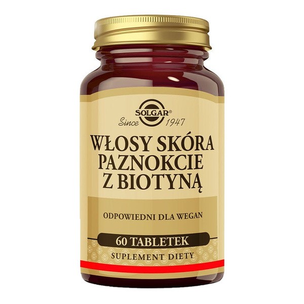 Solgar Solgar Włosy Skóra Paznokcie z Biotyną, tabletki, 60 szt.