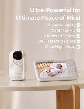 Momcozy Niania elektroniczna z ekranem 5,5" Full HD 1080P, 1 szt.