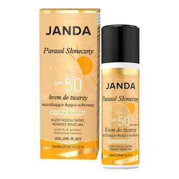 Janda Parasol Słoneczny SPF 50, nawilżająco-kojący krem do twarzy, 50 ml