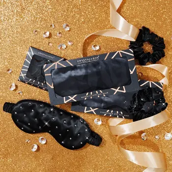 Crystallove, opaska na oczy z jedwabiu, czarna, 1 szt.