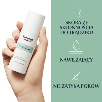 Eucerin DermoPure, krem kojący w trakcie kuracji przeciwtrądzikowych, skóra trądzikowa i z niedoskonałościami, 50 ml