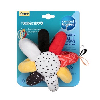 Canpol Babies, sensoryczna piłka z grzechotką i piszczkiem BabiesBoo, 1 szt.