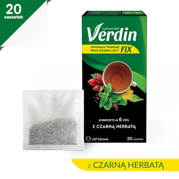 Verdin fix z czarną herbatą, zioła do zaparzania, saszetki, 20 szt.