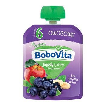 BoboVita, mus jagody i jabłka z bananem, 6m+, 80 g