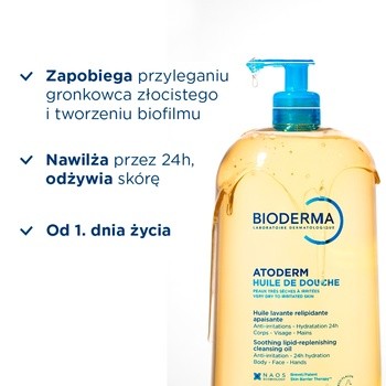 Bioderma Atoderm Huile de douche, olejek do kąpieli i pod prysznic do ciała i twarzy, 1000 ml