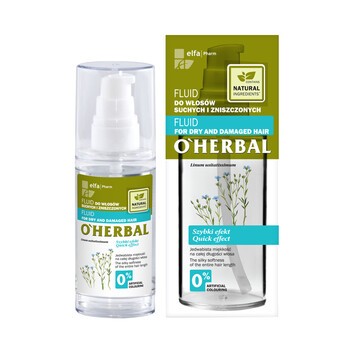 O`Herbal, fluid do włosów suchych i zniszczonych, ekstrakt z lnu, 50 ml