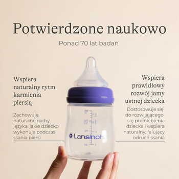 Lansinoh, butelki ze smoczkami o wolnym przepływie NaturalWave, rozmiar S, 2 x 160 ml