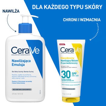 CeraVe, niewidoczny, nawilżający balsam przeciwsłoneczny SPF30, 75 ml