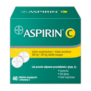 Aspirin C, 400 mg + 240 mg, tabletki musujące, 40 szt.