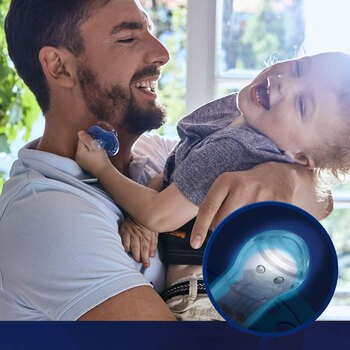 Canpol Lovi Stardust, smoczek silikonowy uspokajający, dynamiczny 0-3 m, niebieski, 2 szt.