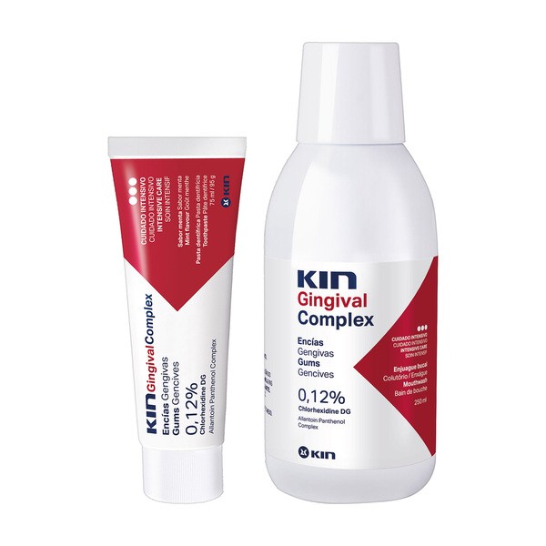 Kin Gingival Zestaw, Kin Gingival Complex: płyn do płukania jamy ustnej, 250 ml + pasta do zębów, 75 ml