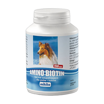 Mikita Amino Biotin, karma uzupełniająca dla psów i kotów, tabletki, 150 szt.