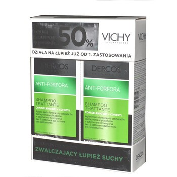Zestaw Promocyjny Vichy Dercos, odżywczy szampon przeciwłupieżowy do włosów suchych, 200 ml x 2 opakowania