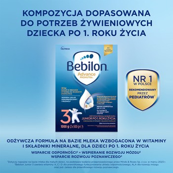 Bebilon Advance Pronutra 3 Junior, formuła na bazie mleka po 1. roku życia, proszek, 1000 g