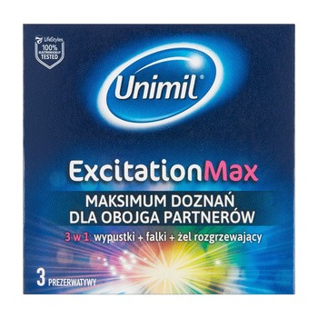 Unimil Excitation Max, prezerwatywy lateksowe, 3 szt.
