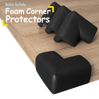 Sipo, piankowe zabezpieczenia narożników mebli, kolor czarny, 4 szt.