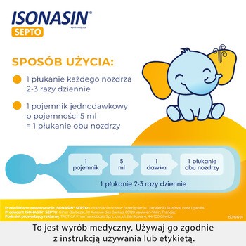 Isonasin Septo, roztwór do płukania nosa, 5 ml x 20 ampułek