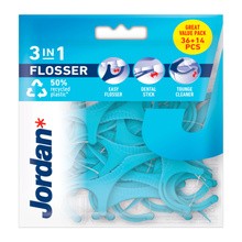 Jordan Flosser 3w1, (nić woskowa + czyścik do języka + wykałaczka), 1 opakowanie