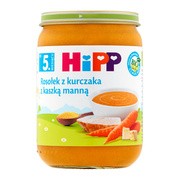 HiPP BIO od pokoleń, Rosołek z kurczaka z kaszką manną, po 5. m-cu, 190 g