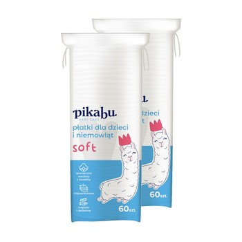 Zestaw 2x Pikabu Baby Care, płatki dla dzieci i niemowląt Soft, 60 szt.