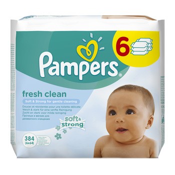 Pampers Fresh Clean, chusteczki dla niemowląt, 6 x 64 szt.