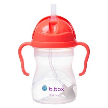 B.BOX, bidon dla dzieci, kubek niekapek ze słomką, arbuzowy, 6 m+, 240 ml