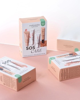 Madara SOS Care 4-Step Skin Routine, zestaw łagodzących kosmetyków, odcień Medium, 1 szt.