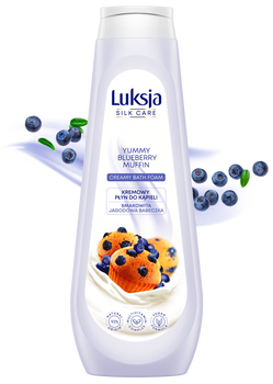Luksja Silk Care, kremowy płyn do kąpieli, smakowita jagodowa babeczka, 900 ml