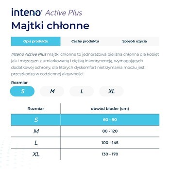 Inteno Active Plus, majtki chłonne, rozmiar M, 10 szt.