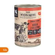 Zestaw 12 x Wiejska Zagroda Królik z cielęciną, karma mokra dla kociąt, 400 g